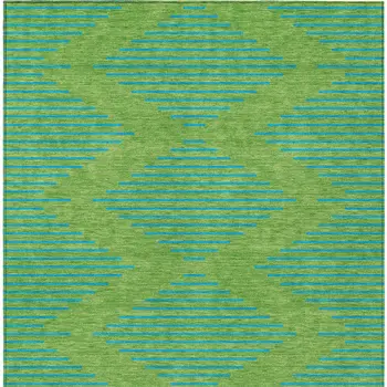 3' X 5' Green And Aqua Geometric Washable Indoor Outdoor Area Rug