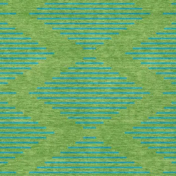 8' X 10' Green And Aqua Geometric Washable Indoor Outdoor Area Rug
