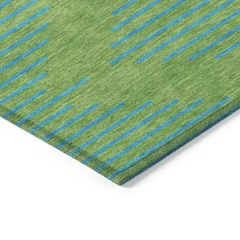9' X 12' Green And Aqua Geometric Washable Indoor Outdoor Area Rug