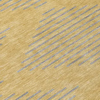8' Gold And Ivory Round Geometric Washable Indoor Outdoor Area Rug