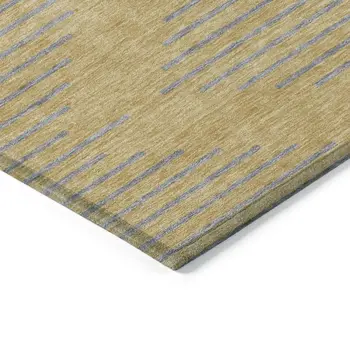 9' X 12' Gold And Ivory Geometric Washable Indoor Outdoor Area Rug