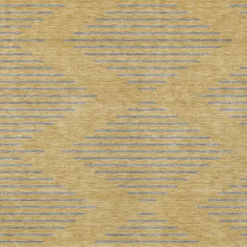 10' X 14' Gold And Ivory Geometric Washable Indoor Outdoor Area Rug