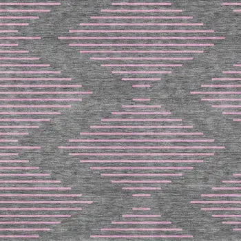 3' X 5' Gray And Pink Geometric Washable Indoor Outdoor Area Rug