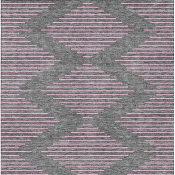 5' X 8' Gray And Pink Geometric Washable Indoor Outdoor Area Rug