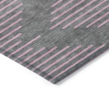 10' X 14' Gray And Pink Geometric Washable Indoor Outdoor Area Rug