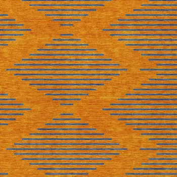 3' X 5' Orange And Blue Geometric Washable Indoor Outdoor Area Rug