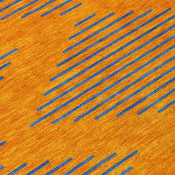 8' X 10' Orange And Blue Geometric Washable Indoor Outdoor Area Rug