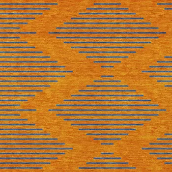 10' X 14' Orange And Blue Geometric Washable Indoor Outdoor Area Rug