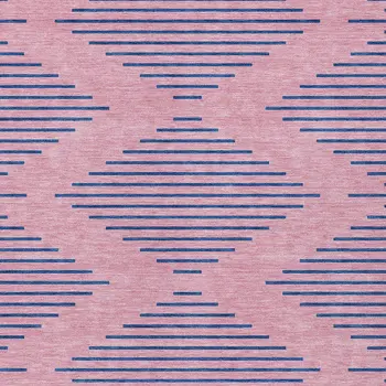 3' X 5' Pink And Blue Geometric Washable Indoor Outdoor Area Rug