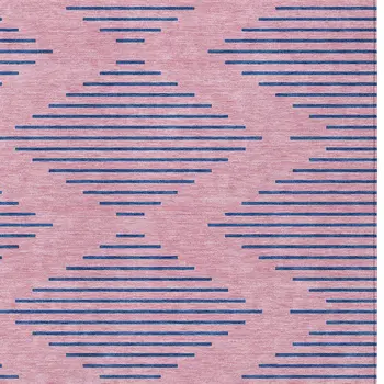 8' X 10' Pink And Blue Geometric Washable Indoor Outdoor Area Rug