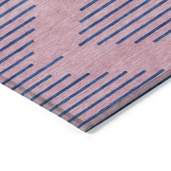 10' X 14' Pink And Blue Geometric Washable Indoor Outdoor Area Rug