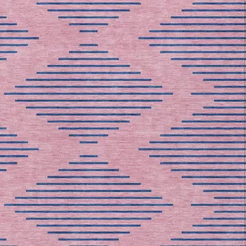 10' X 14' Pink And Blue Geometric Washable Indoor Outdoor Area Rug