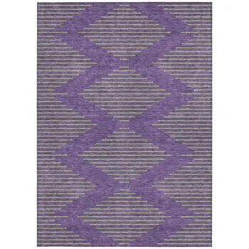 3' X 5' Purple And Green Geometric Washable Indoor Outdoor Area Rug
