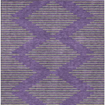 9' X 12' Purple And Green Geometric Washable Indoor Outdoor Area Rug