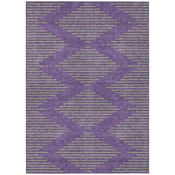 9' X 12' Purple And Green Geometric Washable Indoor Outdoor Area Rug