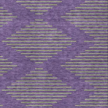 9' X 12' Purple And Green Geometric Washable Indoor Outdoor Area Rug