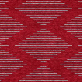 5' X 8' Red And Gray Geometric Washable Indoor Outdoor Area Rug
