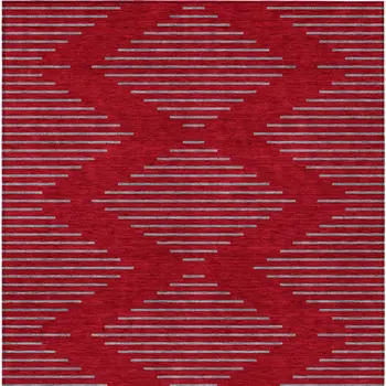 8' X 10' Red And Gray Geometric Washable Indoor Outdoor Area Rug