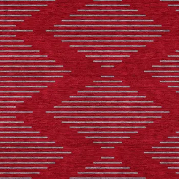 8' X 10' Red And Gray Geometric Washable Indoor Outdoor Area Rug