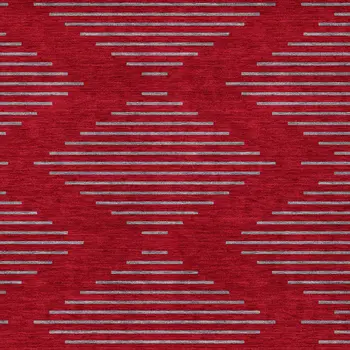 9' X 12' Red And Gray Geometric Washable Indoor Outdoor Area Rug