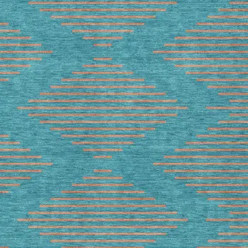 8' X 10' Teal Blue And Pink Geometric Washable Indoor Outdoor Area Rug