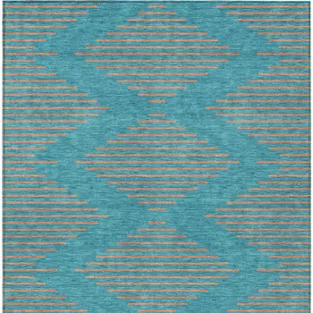 8' X 10' Teal Blue And Pink Geometric Washable Indoor Outdoor Area Rug