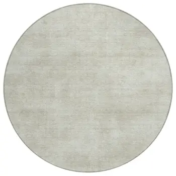 8' Beige Round Washable Indoor Outdoor Area Rug