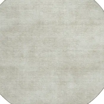 8' Beige Round Washable Indoor Outdoor Area Rug