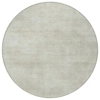 8' Beige Round Washable Indoor Outdoor Area Rug