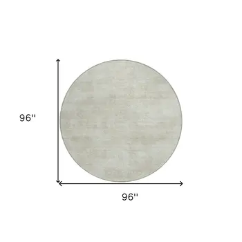 8' Beige Round Washable Indoor Outdoor Area Rug