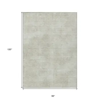 8' X 10' Beige Washable Indoor Outdoor Area Rug