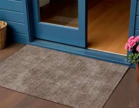 3' X 5' Brown Washable Indoor Outdoor Area Rug