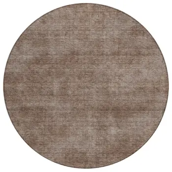 8' Brown Round Washable Indoor Outdoor Area Rug