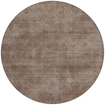 8' Brown Round Washable Indoor Outdoor Area Rug