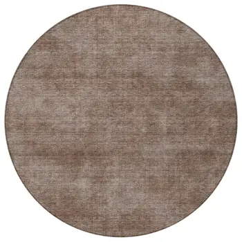 8' Brown Round Washable Indoor Outdoor Area Rug