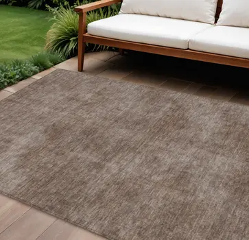 9' X 12' Brown Washable Indoor Outdoor Area Rug