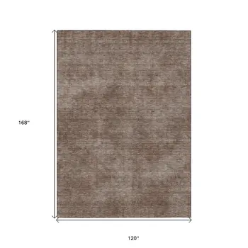 10' X 14' Brown Washable Indoor Outdoor Area Rug