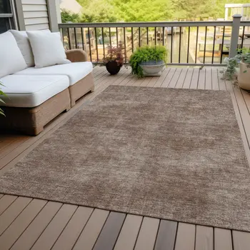 10' X 14' Brown Washable Indoor Outdoor Area Rug