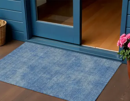 3' X 5' Blue Washable Indoor Outdoor Area Rug