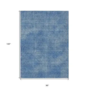 8' X 10' Blue Washable Indoor Outdoor Area Rug