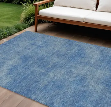 10' X 14' Blue Washable Indoor Outdoor Area Rug