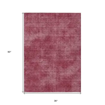 3' X 5' Red Washable Indoor Outdoor Area Rug
