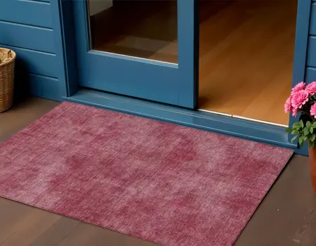 3' X 5' Red Washable Indoor Outdoor Area Rug