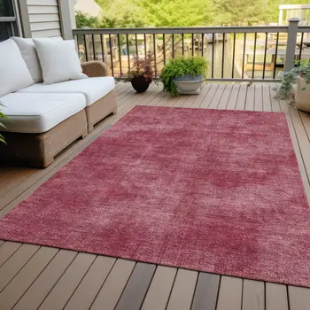 3' X 5' Red Washable Indoor Outdoor Area Rug