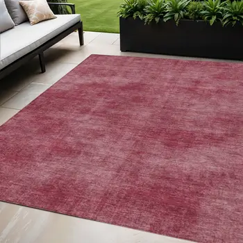 5' X 8' Red Washable Indoor Outdoor Area Rug