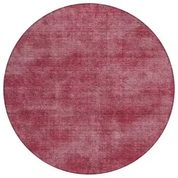 8' Red Round Washable Indoor Outdoor Area Rug