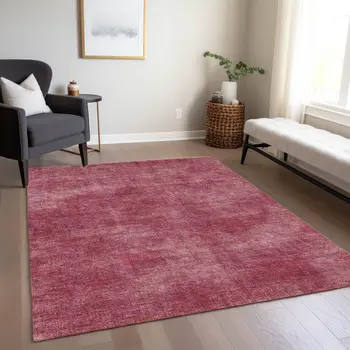 10' X 14' Red Washable Indoor Outdoor Area Rug