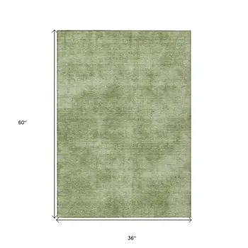 3' X 5' Green Washable Indoor Outdoor Area Rug