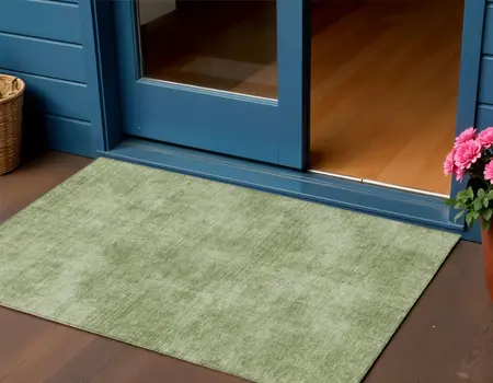 3' X 5' Green Washable Indoor Outdoor Area Rug