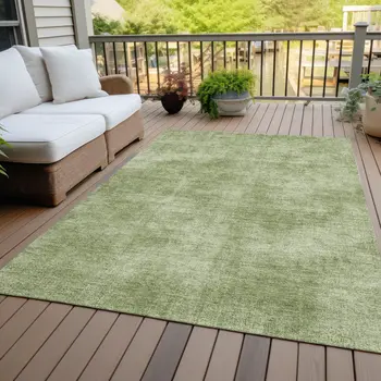 3' X 5' Green Washable Indoor Outdoor Area Rug